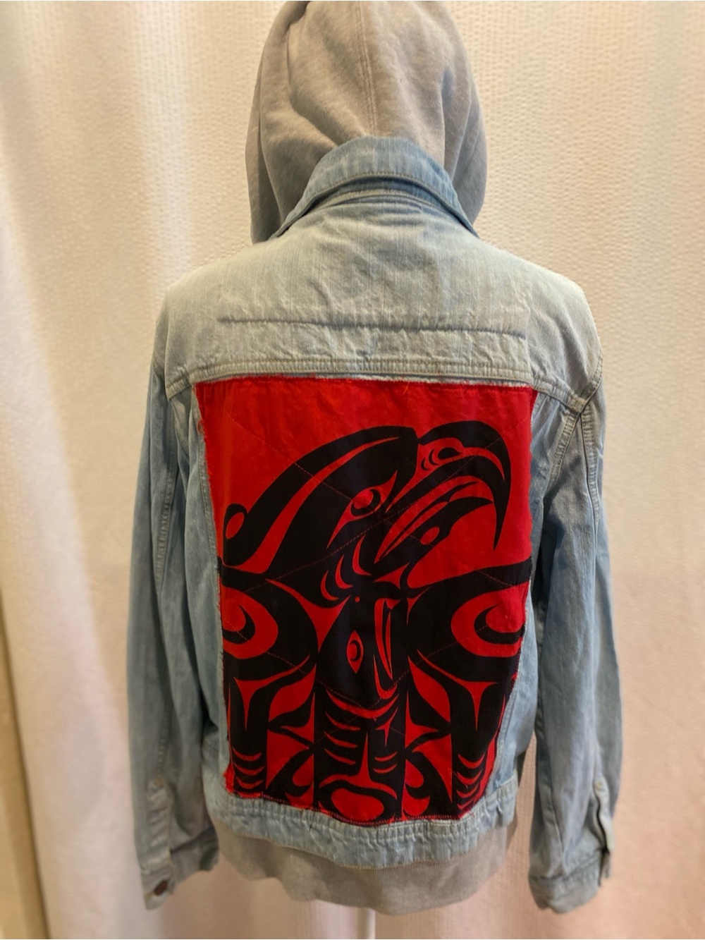Sand & Stone Denim Jacket with Red & Black Tribal Back Panel